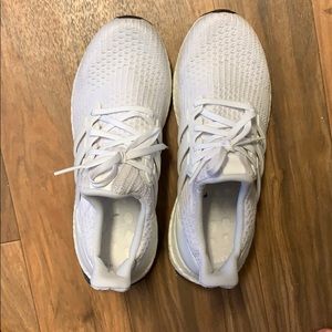 All White Adidas Ultra boost/ Worn Several Times